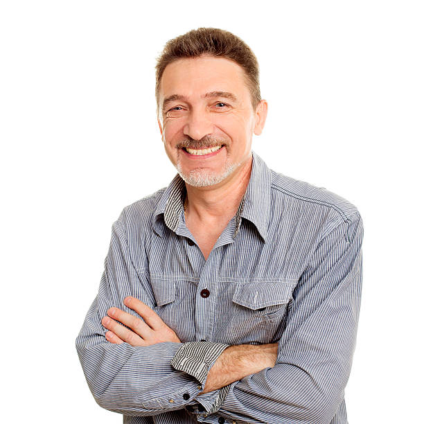 istock Smiling middle age man with grey shirt 464732675