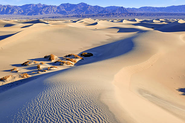 istock Sand dunes and mountains in desert landscape 464736230