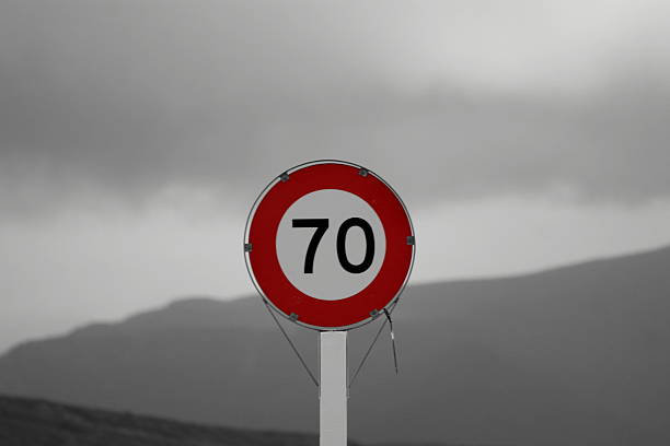 Road sign Speed limit stock photo