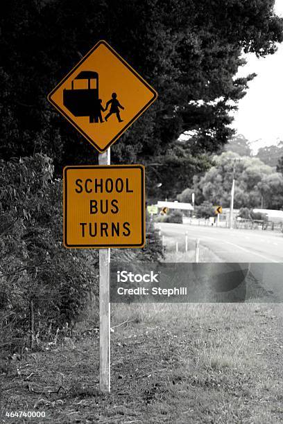 School Bus Turns Stock Photo - Download Image Now - 2015, Car, Multiple Lane Highway