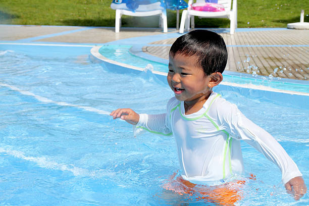 istock Infant swiming in the pool 464740107