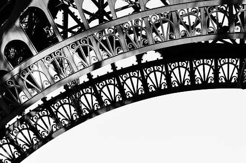 Eiffel Tower detail in black and white