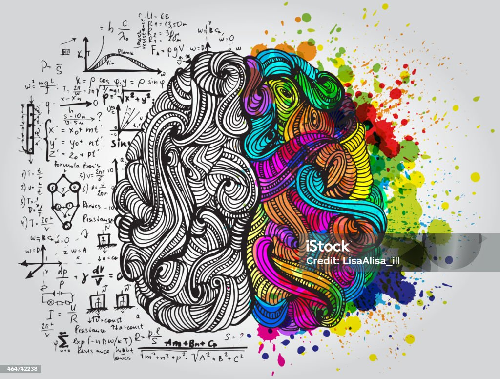 Bright sketchy doodles about brain Bright sketchy doodles about brain with colored elements 2015 stock vector