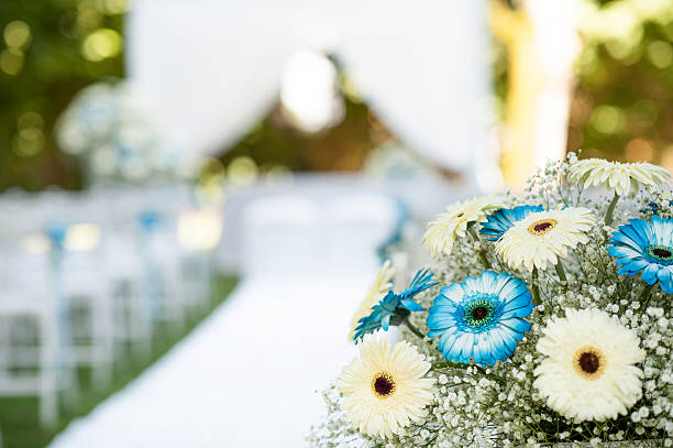 istock Preparations and decorations for a civil wedding outdoors 464745354