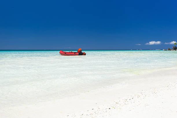 istock Rescue inflatable boat on the water 464746442