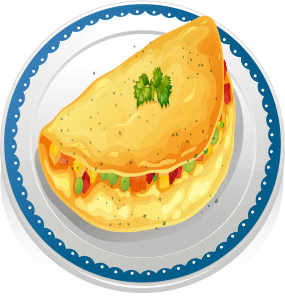 Omelet Illustration of a plate of omelet omelette on the plate stock illustrations