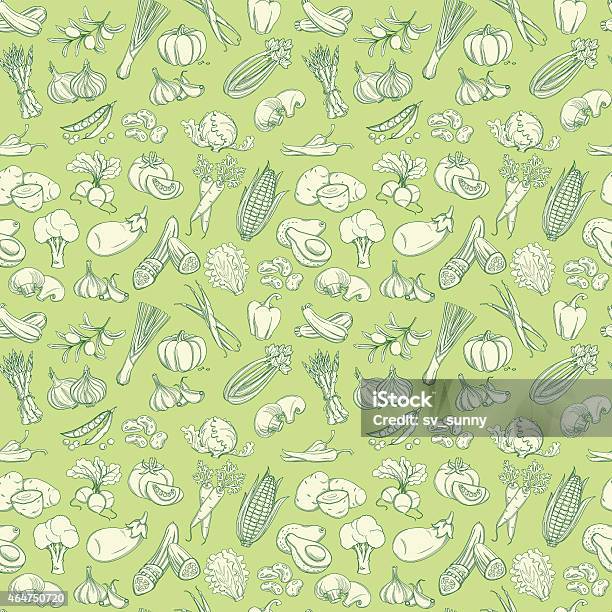 Outline Hand Drawn Vegetable Pattern Stock Illustration - Download Image Now