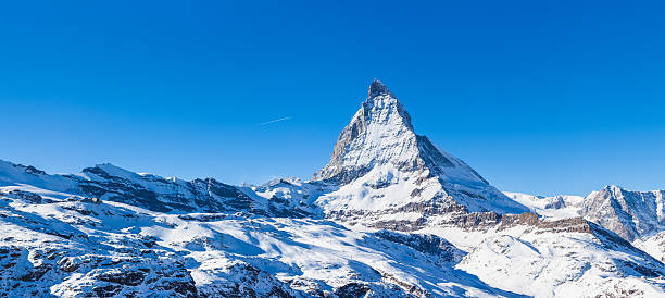 istock Panorama view of Matterhorn on a clear sunny day 464757194