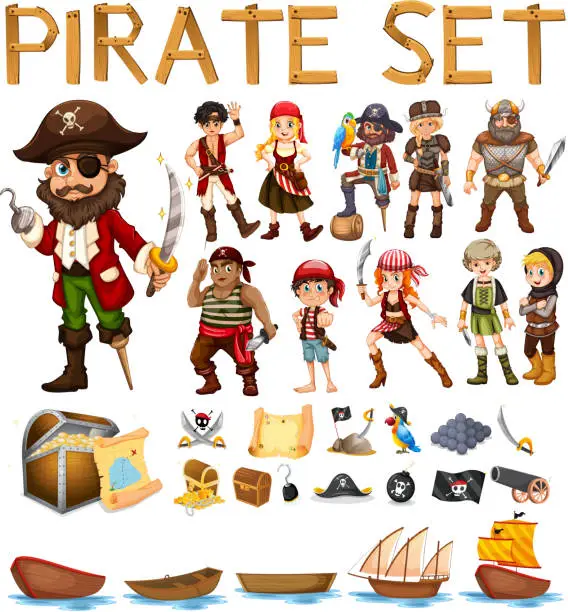 Vector illustration of Pirate set