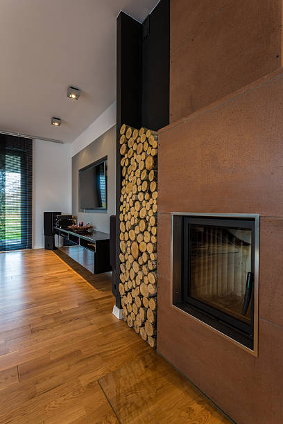 istock Fireplace in living room 464764716