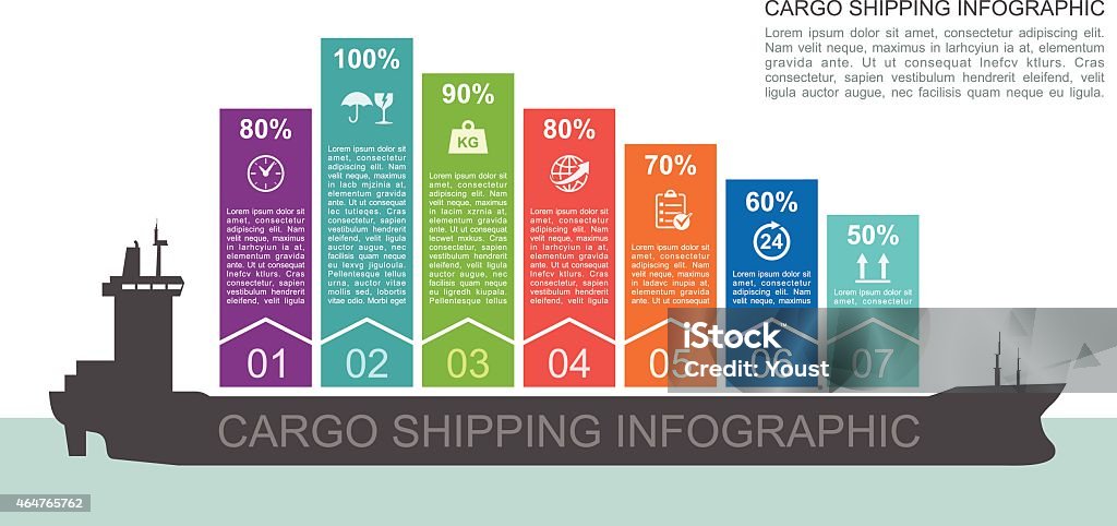 Cargo Shipping Infografik - Lizenzfrei Frachtschiff Vektorgrafik