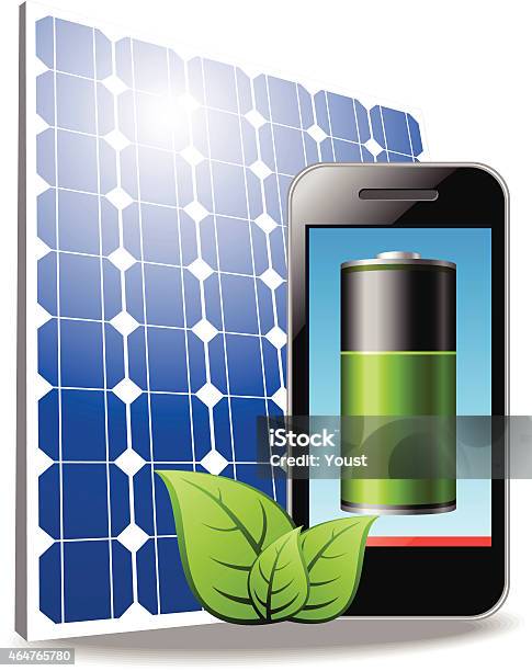 Ilustración de Cargador Solar De Teléfono y más Vectores Libres de Derechos de Cero emisiones - Cero emisiones, 2015, Alcalino
