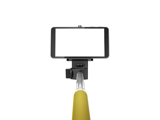 selfie-stick mit handy - einbeinstativ stock-fotos und bilder