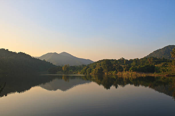 istock Beautiful mountains and river in morning 464775725