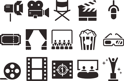 Stock Vector Illustration: Movies icons