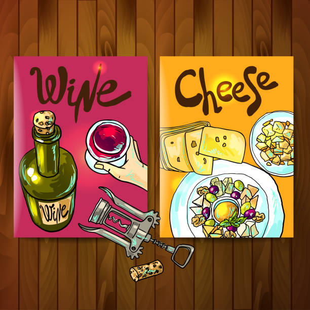вино и сыр - cheese portion backgrounds organic stock illustrations