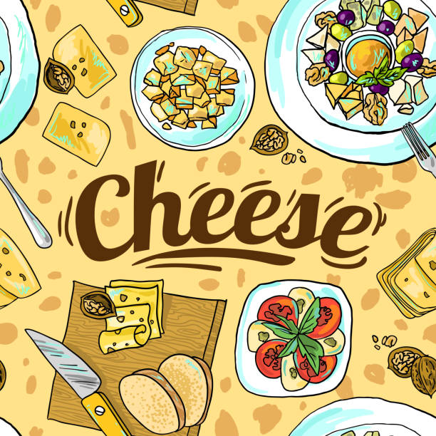 сыр бесшовный узор - cheese portion backgrounds organic stock illustrations