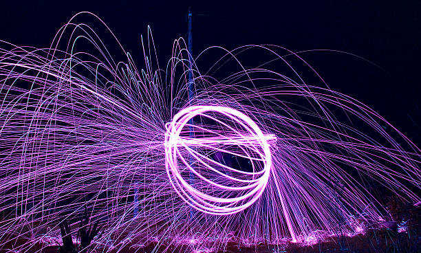 istock Circle of purple sparks 464779954