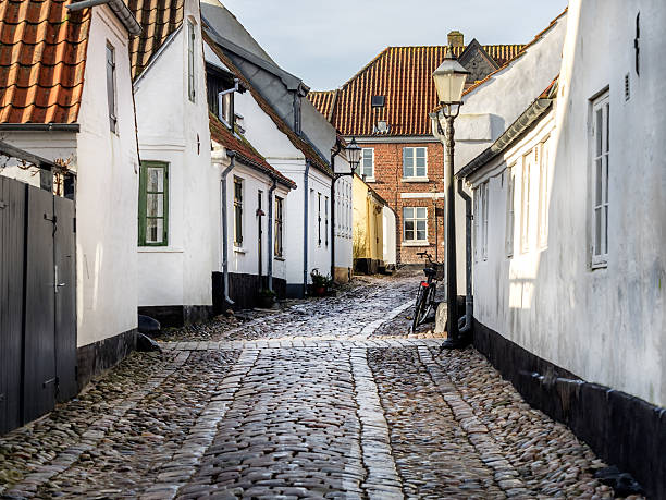 Homes on cobbled streets in Ribe, Denmark Homes on cobbled streets in Ribe in Denmark ribe town photos stock pictures, royalty-free photos & images