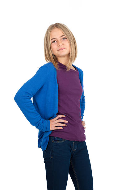 istock Beautiful girl doing different expressions in different sets of clothes 464780948