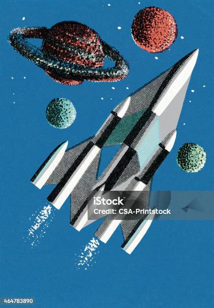 Spaceship And Planets Stock Illustration - Download Image Now - 2015, Engine, Futuristic