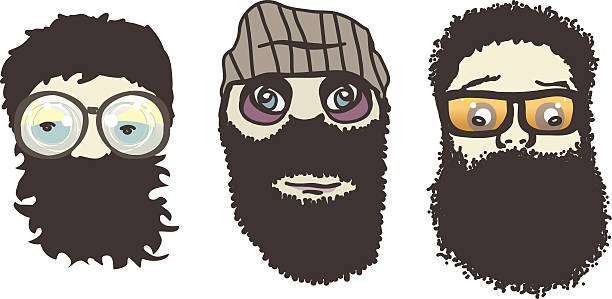 Bearded Emotional Men vector art illustration