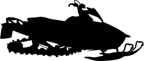 ilustraciones, imágenes clip art, dibujos animados e iconos de stock de silueta snowmobile - snowmobiling silhouette vector sport