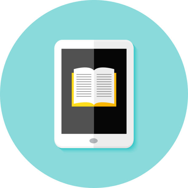 bildbanksillustrationer, clip art samt tecknat material och ikoner med ebook flat circle icon - e bokläsare