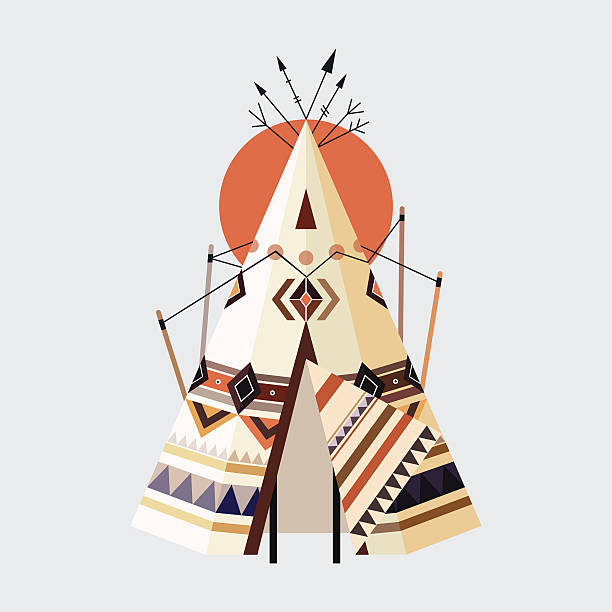 illustrazioni stock, clip art, cartoni animati e icone di tendenza di indiano tepee - wigwam tent north american tribal culture indigenous culture