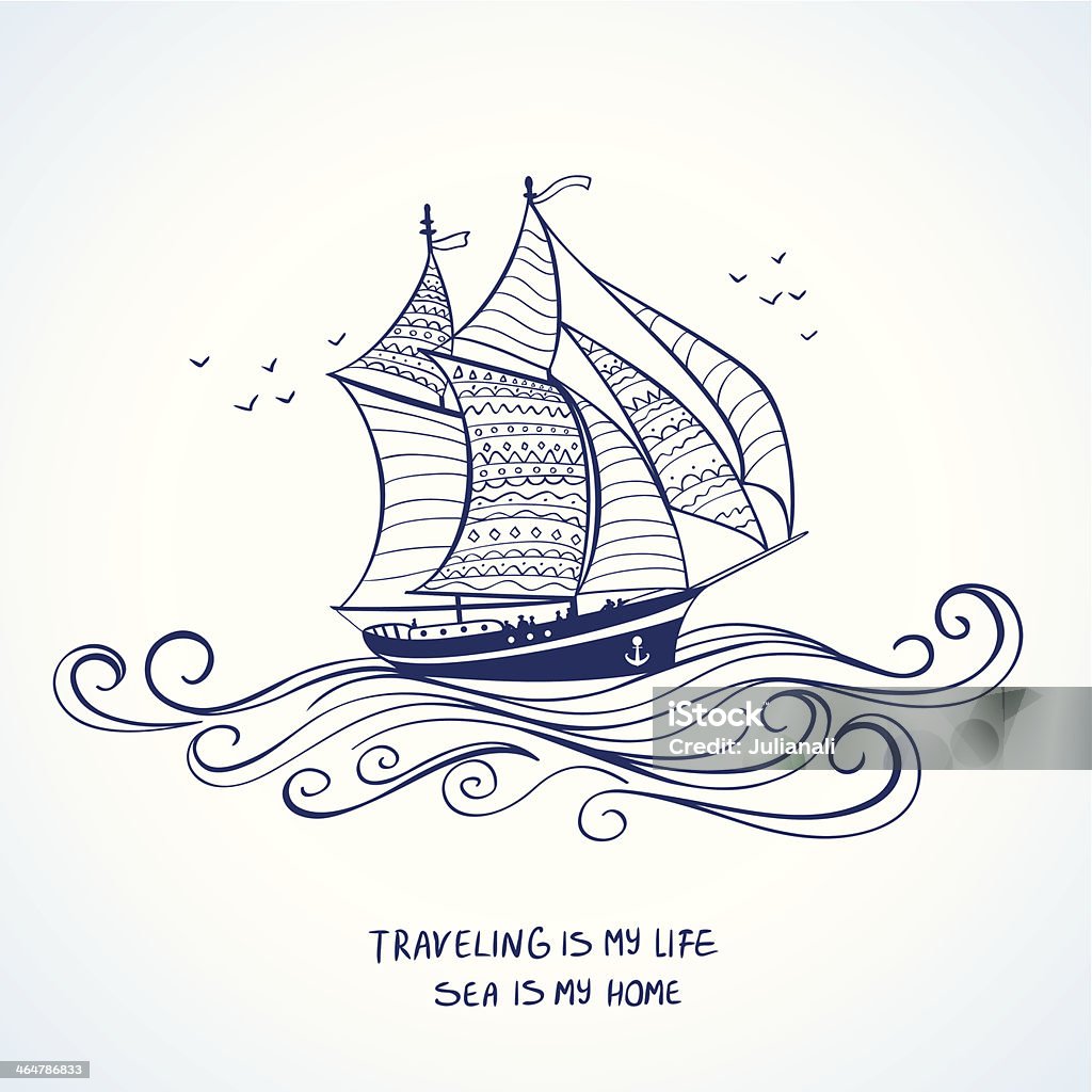 silhouette de bateau - clipart vectoriel de Bateau à voile libre de droits