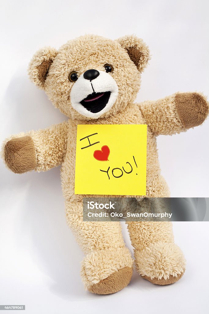 I Love You Note On A Cute Teddy Bear Stock Photo - Download Image Now -  Adhesive Note, Communication, Cut Out - iStock