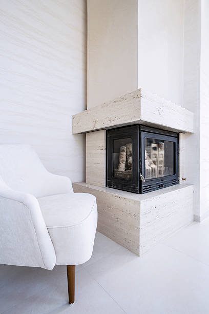 istock Fireplace in the living room 464789158