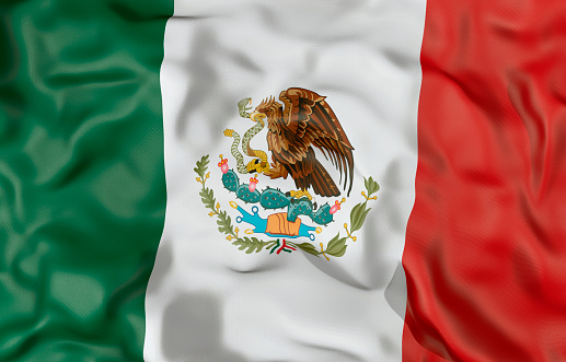 Corrugated Mexico flag 3D illustration 