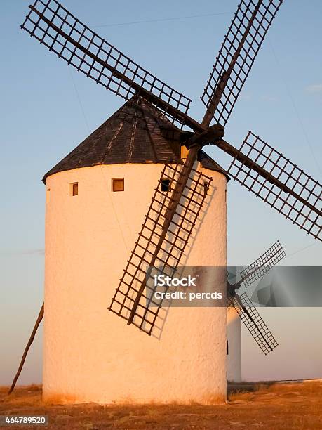 Windmill In Castilla La Mancha Spain Stock Photo - Download Image Now - 2015, Ancient, Architecture