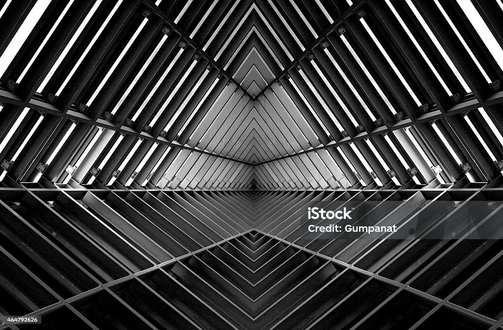metal structure similar to spaceship interior in black and white Architecture Stock Photo