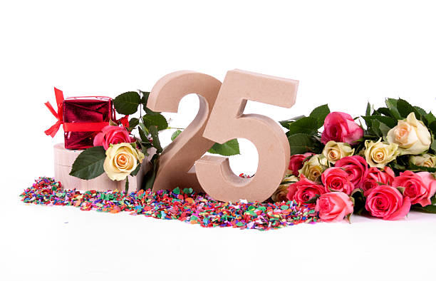 Age in figures, decorated with roses stock photo