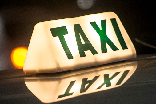 Taxi sign at night in Sao Paulo, Brazil