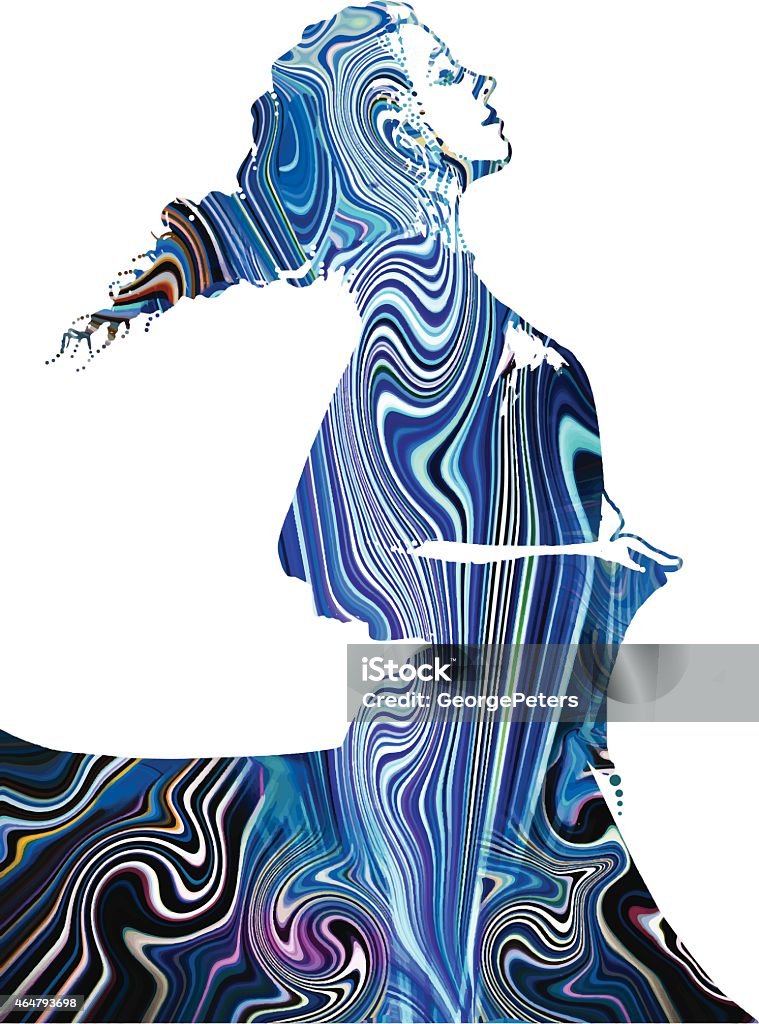 Psicodélico mujer bailando - arte vectorial de Surrealismo libre de derechos