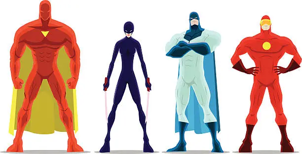 Vector illustration of Vector Cartoon Superheroes Pose