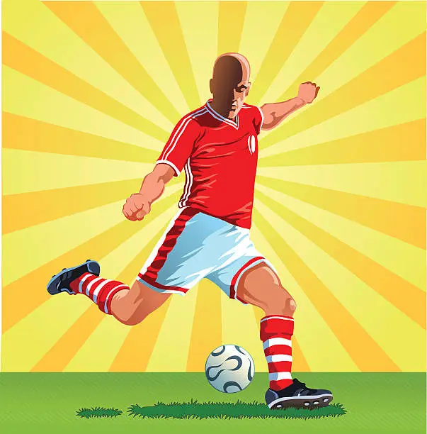 Vector illustration of Soccer Player About to Kick the Ball