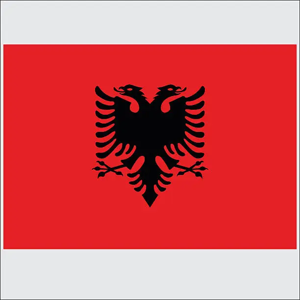 Vector illustration of National flag of Albania