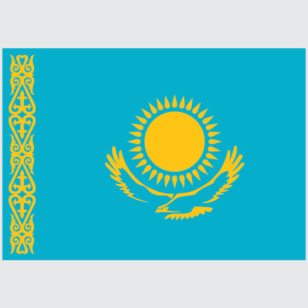 nationalflagge von kasachstan - kasachstan stock-grafiken, -clipart, -cartoons und -symbole