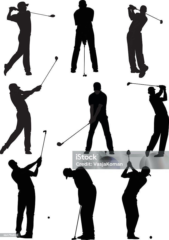 Conjunto de siluetas de Golf - arte vectorial de Golf libre de derechos