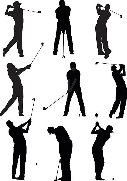 Vector illustration of Golf Silhouettes Set