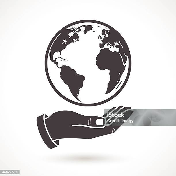 Hand Holding Earth Globe Symbol Stock Illustration - Download Image Now - Globe - Navigational Equipment, Planet Earth, Planet - Space