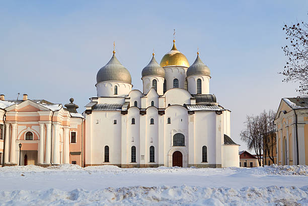 oldest in Russia Cathedral of St. Sophia. Veliky Novgorod at stock photo