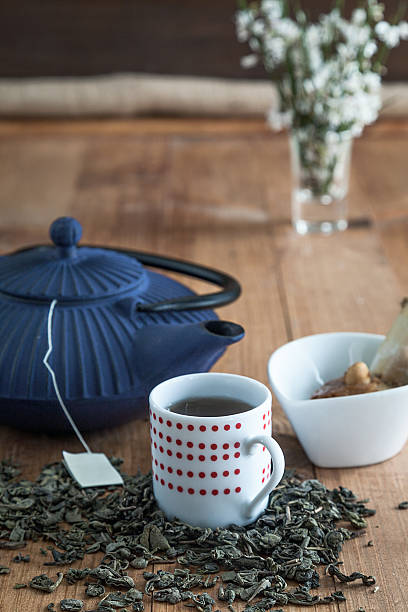 istock China teapot with flowers and cakes 464798436