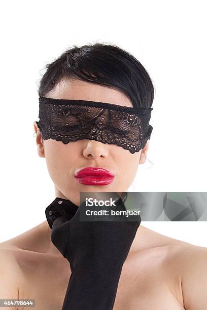 Beautiful Blindfolded Girl On Black Stock Photo 1110290966