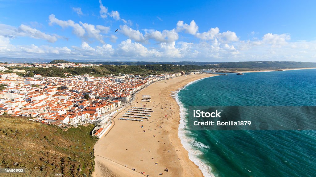 Nazare panoramic, Portugal Nazare Stock Photo