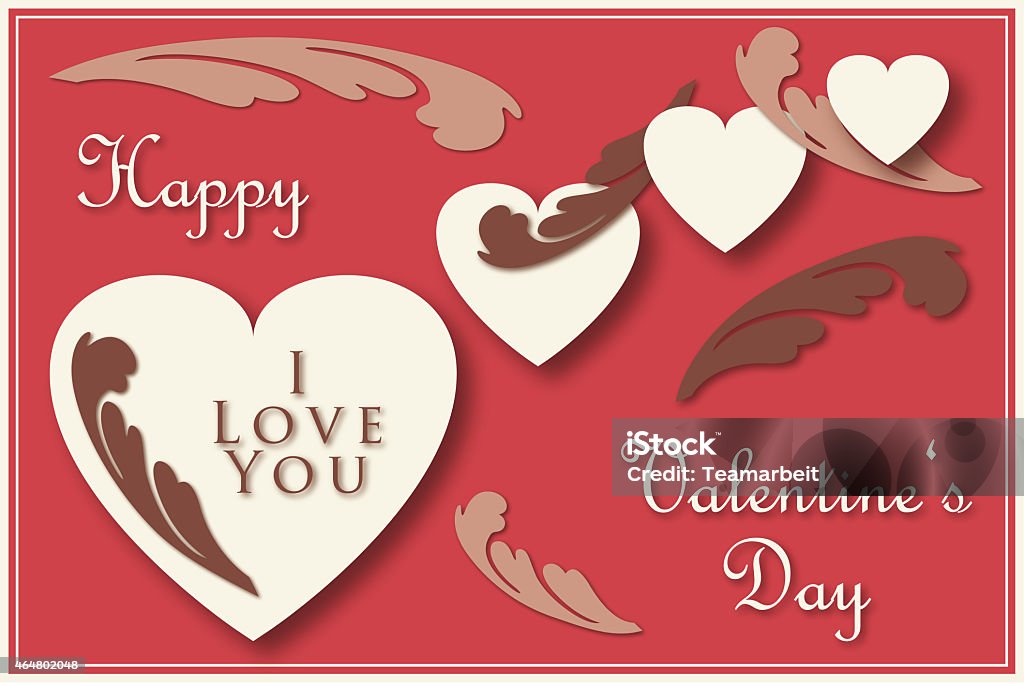 Valentine's greeting card Valentine's greeting card with hearts and ornaments 2015 Stock Photo